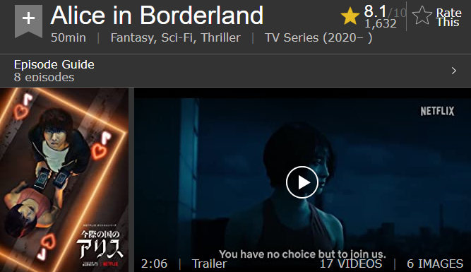 弥留之国的爱丽丝 Netflix 剧评_恐怖悬疑惊悚冒险真人漫改电影口碑热度评价_弥留之国的爱丽丝第三季剧情